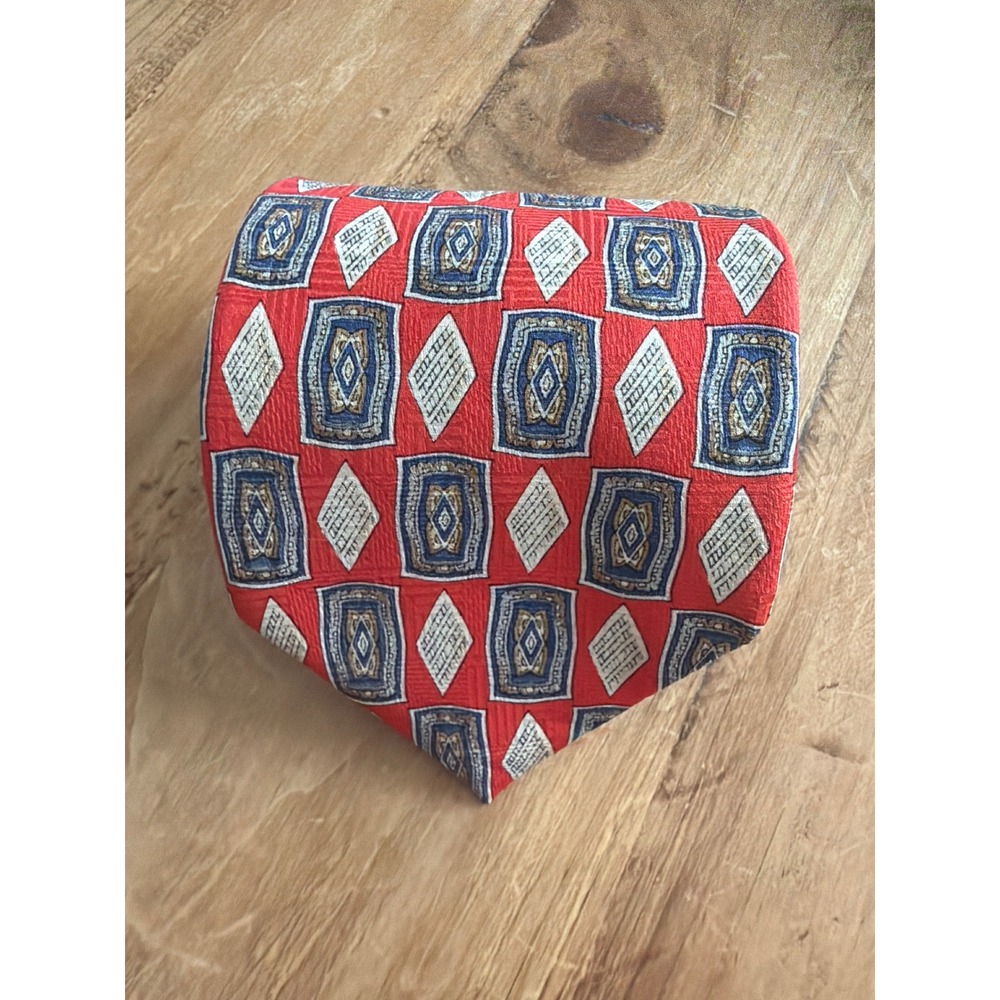 Robert Talbott Tie Mens Red Geometric Silk Hand Sewn Excellent H Stockton